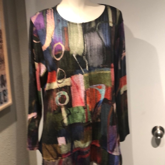 NWT Jess and jane Heather fabric scoop neck asymmetrical blouse. Barcelona - Picture 7 of 13